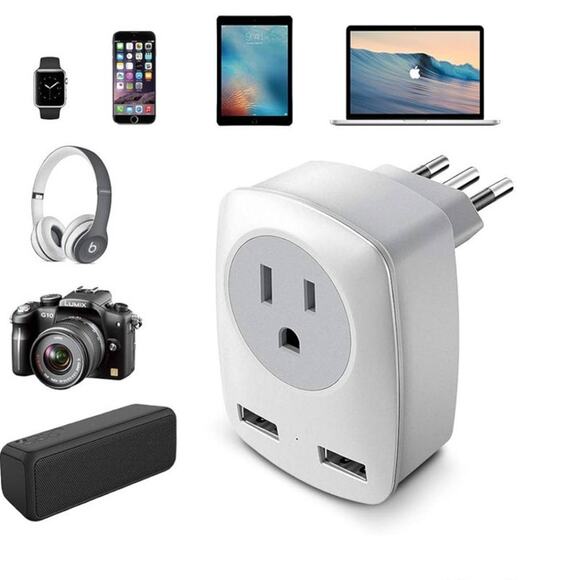America to Italy Travel Adapter Plug (No for UK) L-Plug USB Wall Charger - Picture 9 of 9